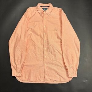 Ralph Lauren Classic Fit Orange Linen Blend Long Sleeve Button‎ Down Shirt LT